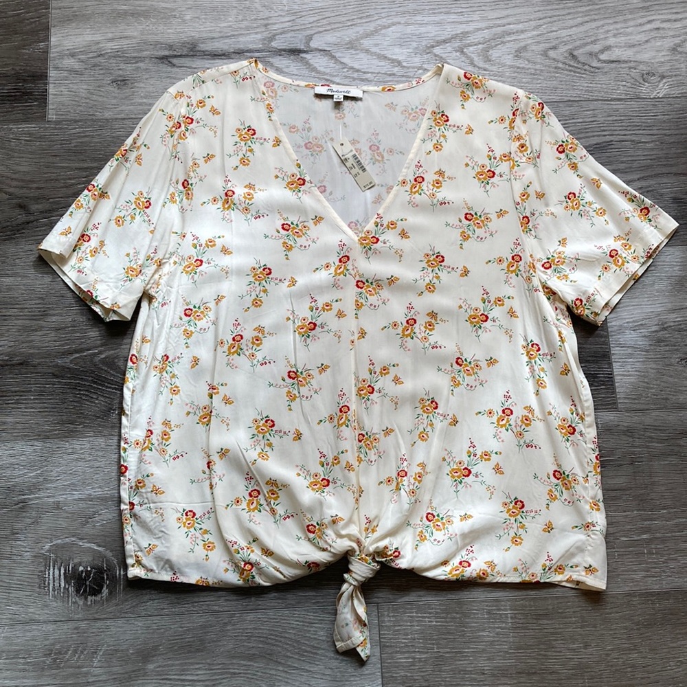 NWT Madewell Floral V-neck Blouse Size Medium